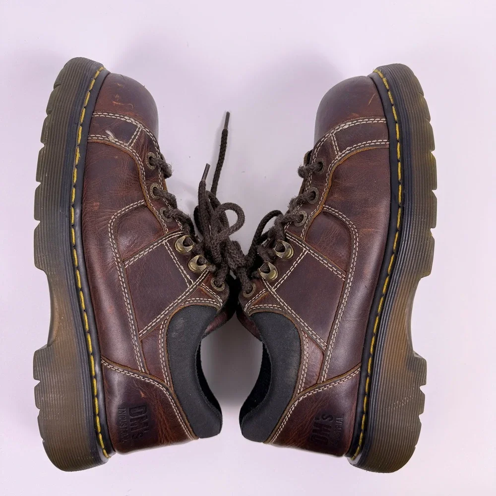 Y2K Dr. Martens Industrial Steel Toe Shoes Mens 9 Work Boots Lugged Grunge